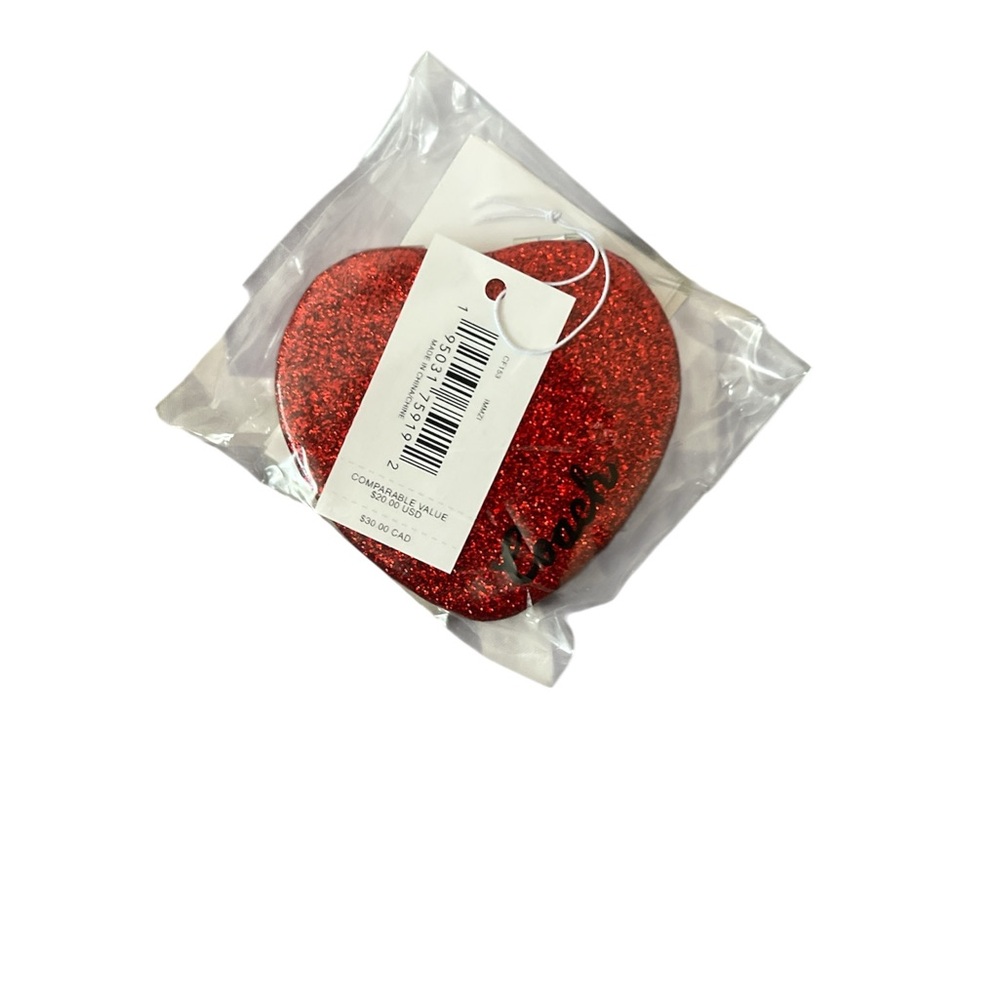 Coach Sparkling Red Heart Compact Mirror - NWT - Picture 6 of 7